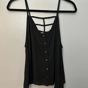 Black boutique tank blouse with buttons size L